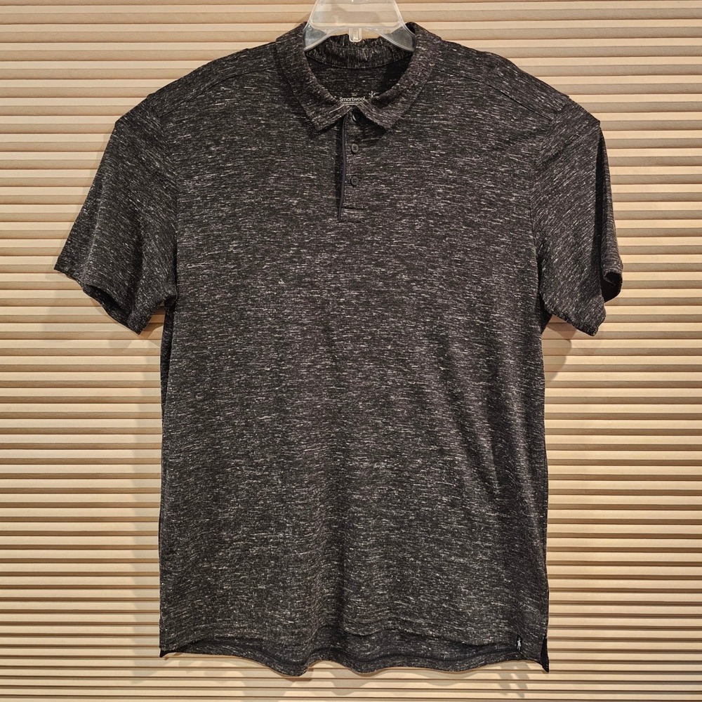 Smartwool Merino Sport 150 Hemp Polo Short Sleeve Shirt Mens XL Heathered Gray